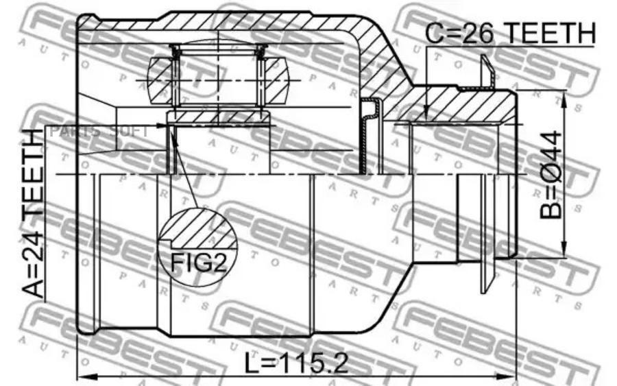 

Шрус внутренний правый 24x44x26