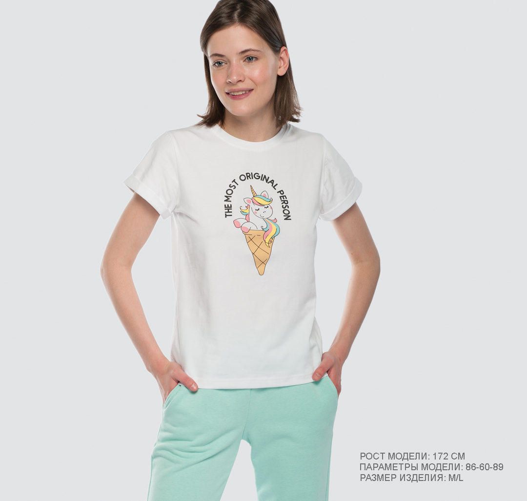 

Футболка женская Marmalato 1012-002 белая M/L, 1012-002