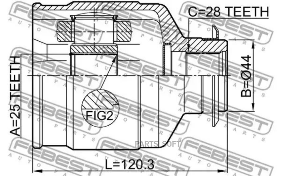 

Шрус Внутренний 25x44x28 Hyundai Ix35 10 (Czech Plant-Aus) 2012-2013 FEBEST 1211-IX35RH