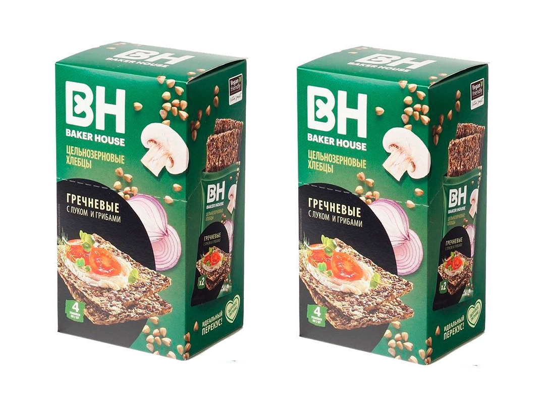 

Хлебцы Baker House Скандинавские цельнозерновые гречневые с луком и грибами, 180 г х 2 шт