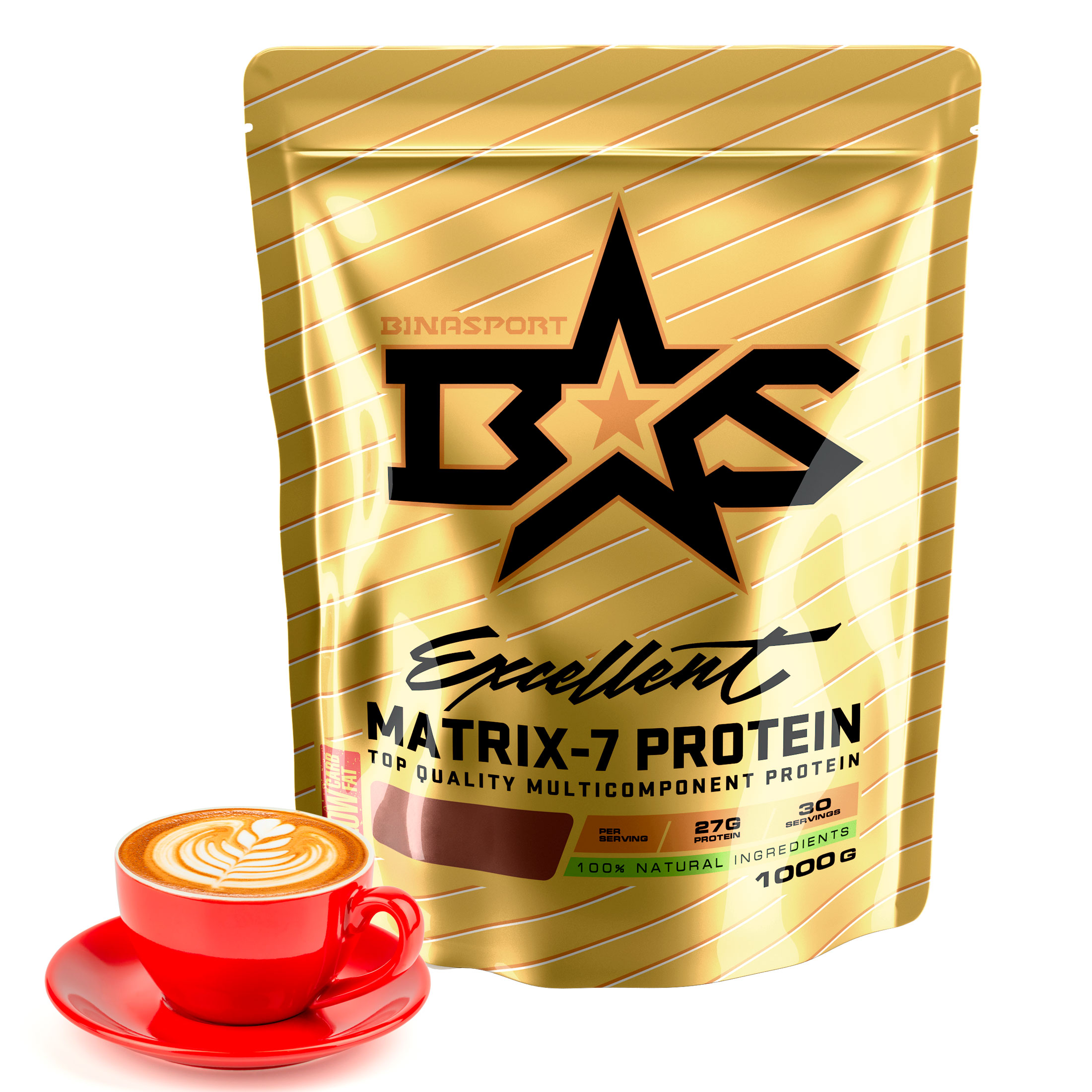 фото Протеин binasport matrix-7 protein, 1000 г, capuccino