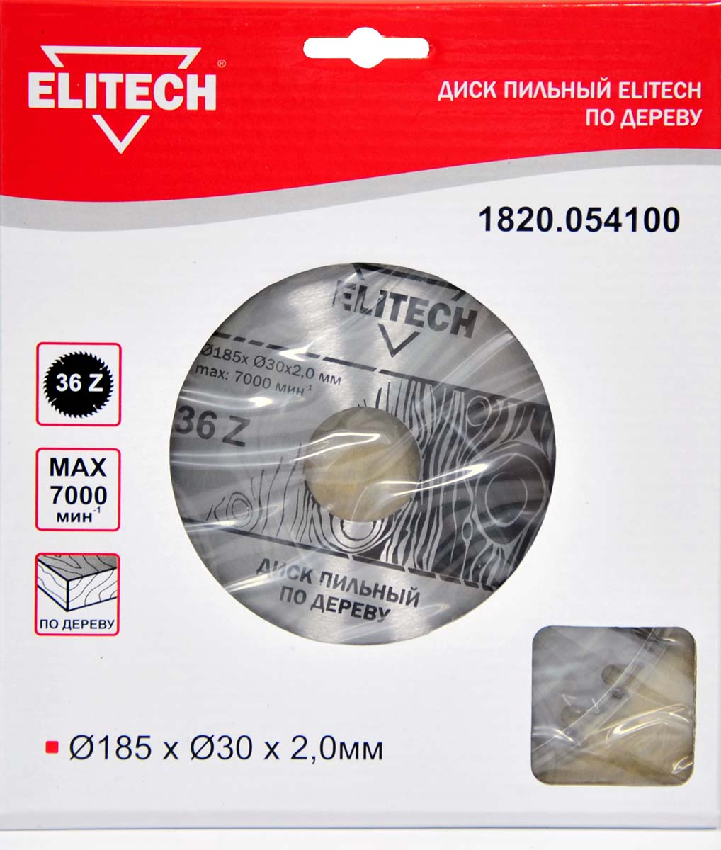 фото Диск пильный 185 х 30 мм, 36 зубьев elitech 1820.054100