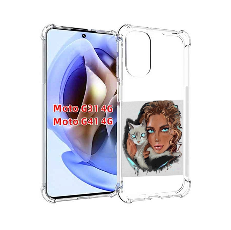

Чехол MyPads девушка-с-котом-голубые-глаза женский для Motorola Moto G31 4G / G41 4G, Прозрачный, Tocco