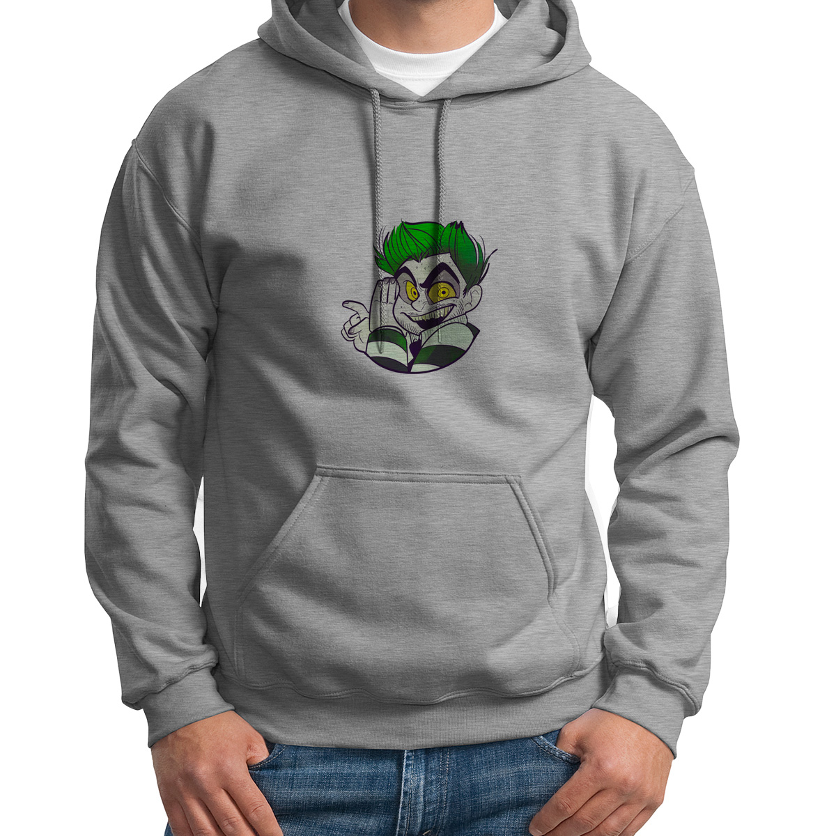 

Худи унисекс CoolPodarok Мультфильм. Битл джус зеленые волосы серое 46 RU, S0501712
