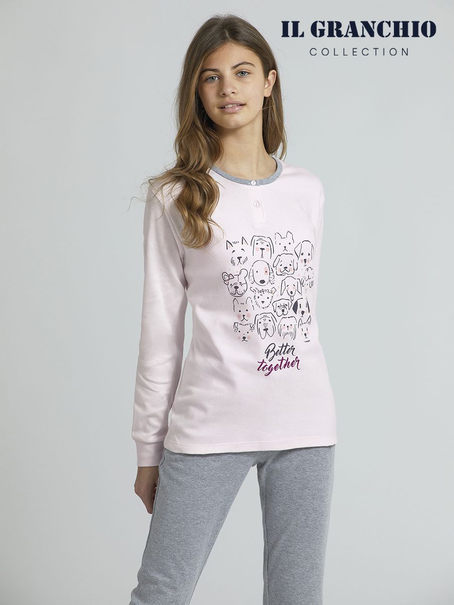 Пижама детская Il Granchio GP7069 Rosa, серый, светло-розовый, 146