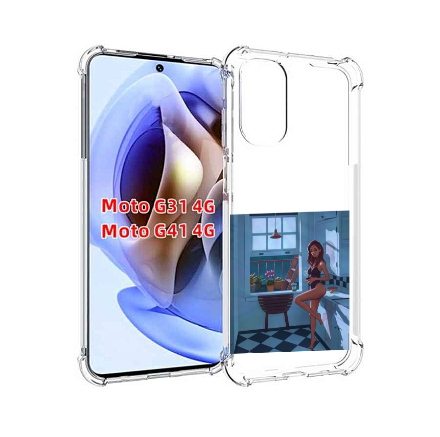 

Чехол MyPads девушка-на-кухне для Motorola Moto G31 4G / G41 4G, Прозрачный, Tocco