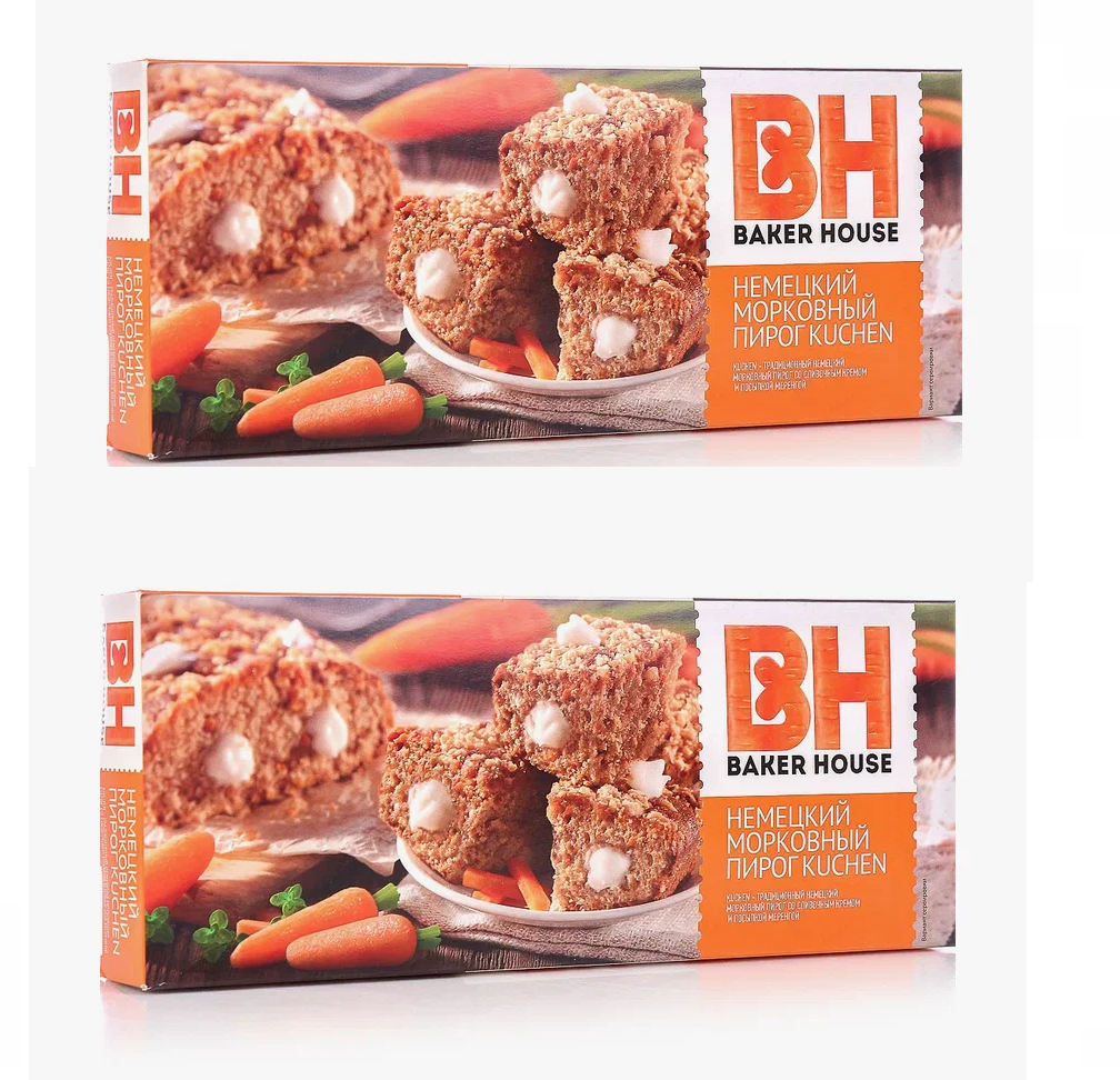 

Пирог Baker House бисквитный KUCHEN Корица и меренга, морковный, 350 г х 2 шт
