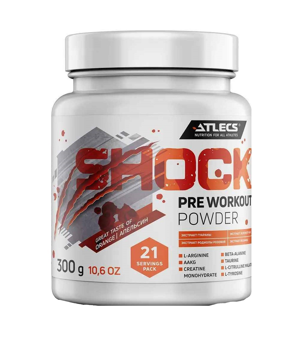 Atlecs Shock Pre Workout, 300 g (апельсин)