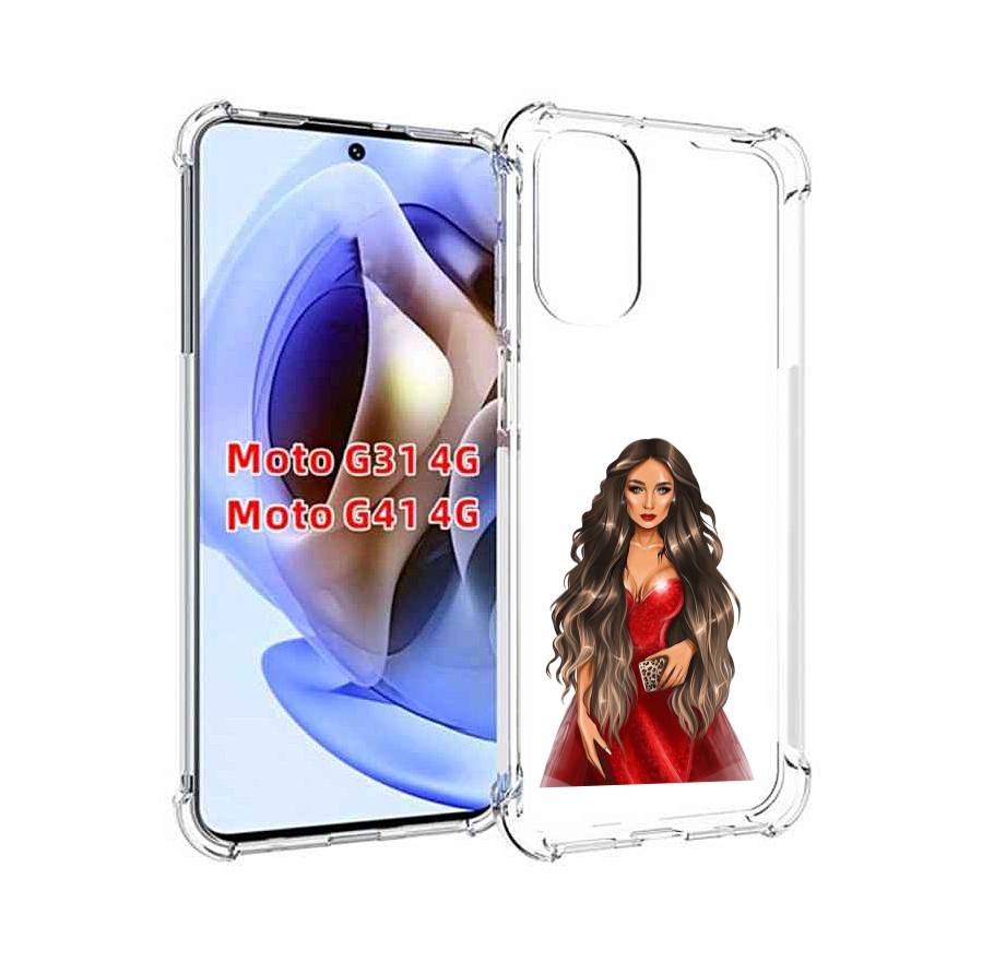 

Чехол MyPads девушка-в-вечернем-платье женский для Motorola Moto G31 4G / G41 4G, Прозрачный, Tocco