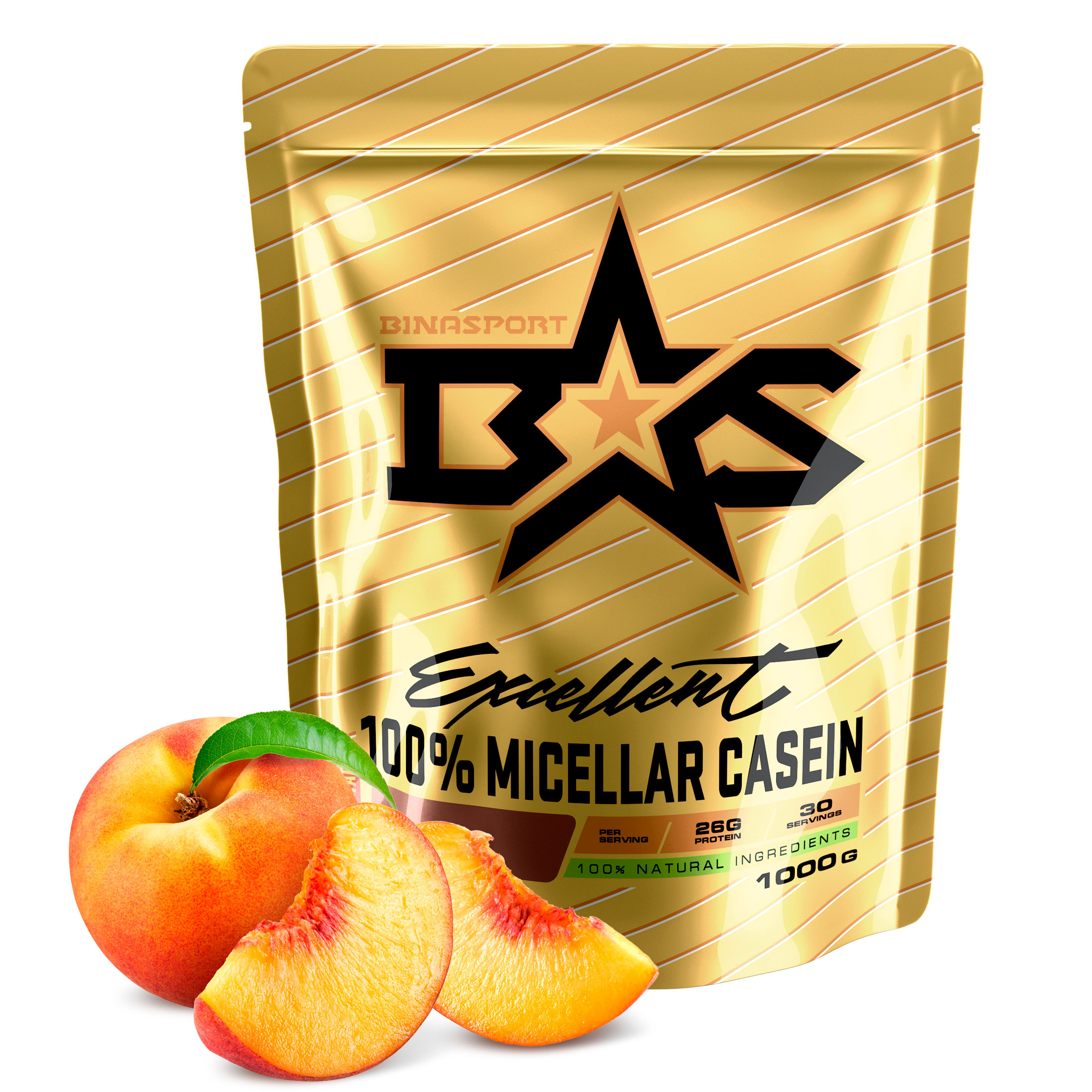 Протеин Binasport 100% Micellar Casein, 1000 г, peach