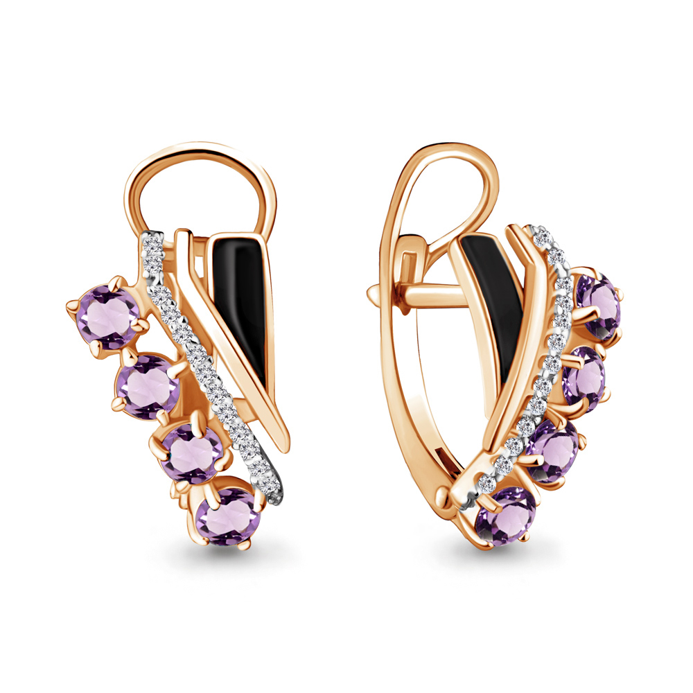 

Серьги из серебра с аметистом Aquamarine 4464804А_925_з, 4464804А_925_з