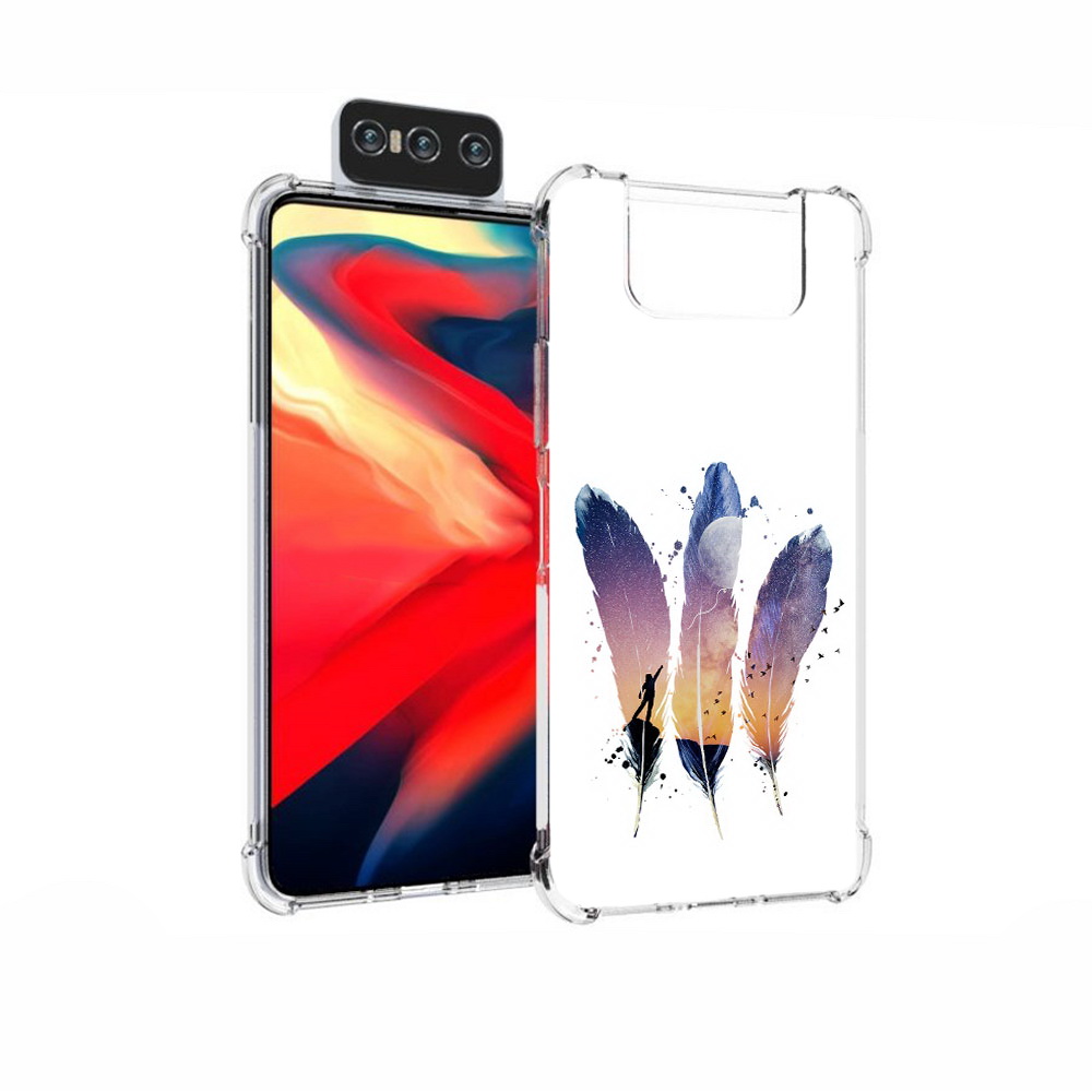 

Чехол MyPads Tocco для Asus Zenfone 7 (ZS670KS) небесные перья, Прозрачный, Tocco