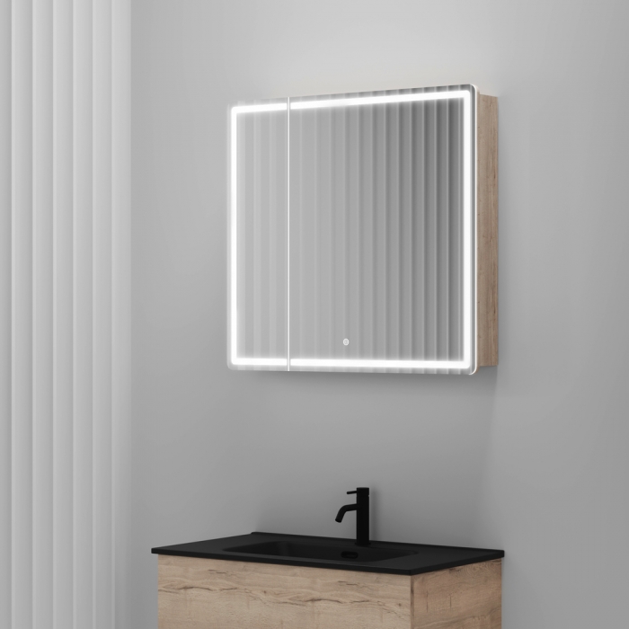 

Зеркальный шкаф Sancos Mirror 80 дуб галифакс, Желтый, Mirror