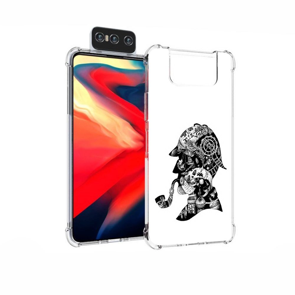 

Чехол MyPads Tocco для Asus Zenfone 7 (ZS670KS) мужчина с трубкой абстракция, Прозрачный, Tocco
