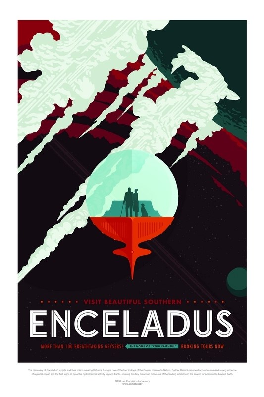 

Постер НАСА Космические путешествия Энцелад (NASA Space Travel Posters, Enceladus) A4