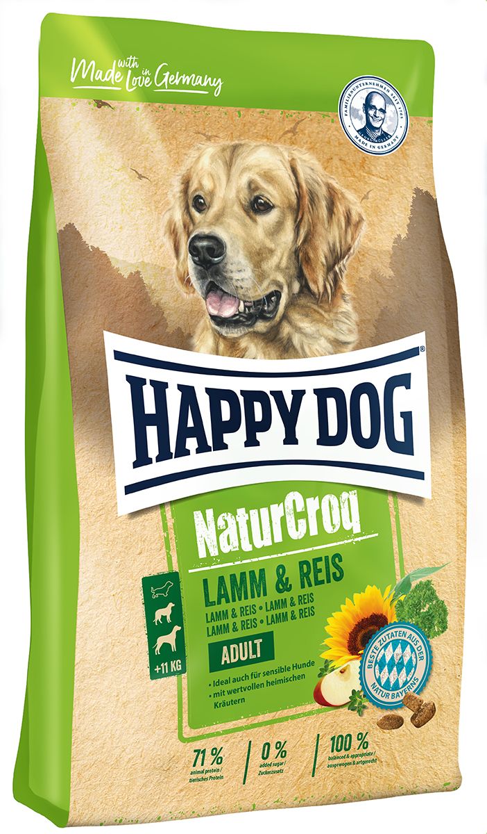 фото Сухой корм для собак happy dog naturecroq adult, ягненок, рис, 15кг