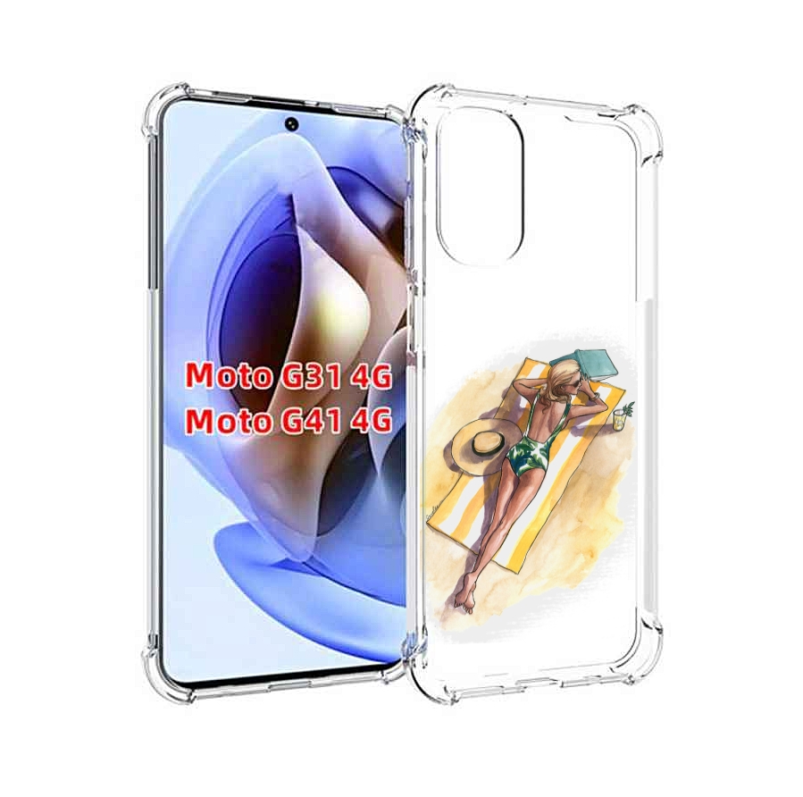 

Чехол MyPads девушка на пляже женский для Motorola Moto G31 4G / G41 4G, Прозрачный, Tocco