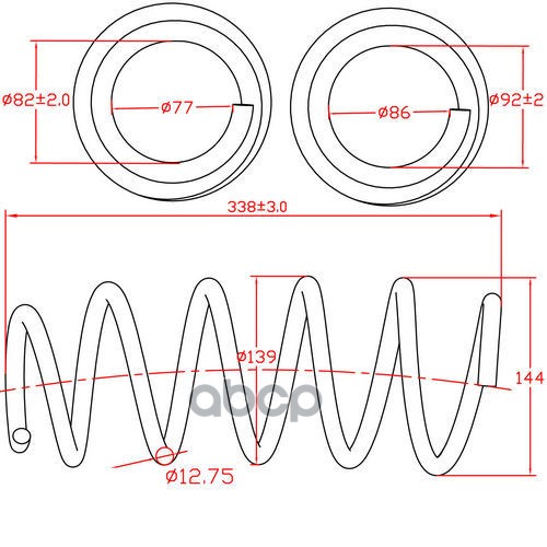 Пружина подвески передней VW Passat B6, B7, Passat CC, L339-D139-t12,75 1шт