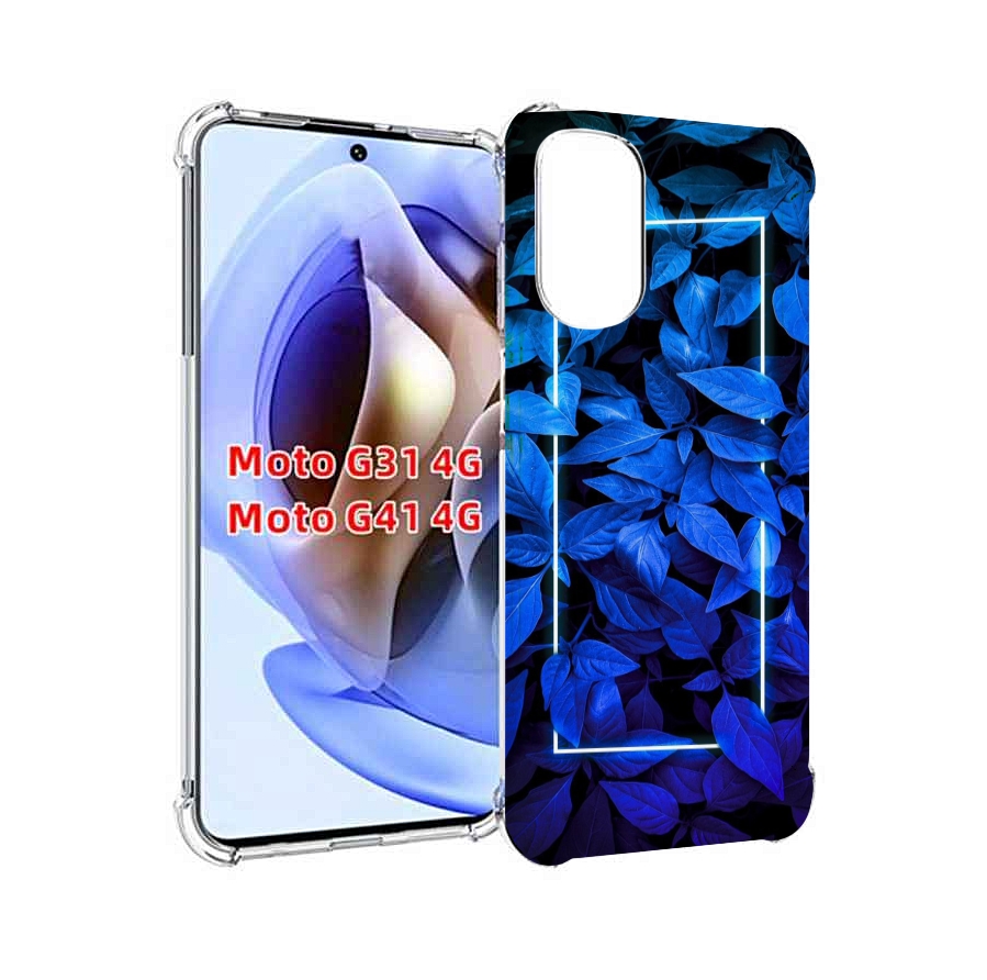 

Чехол MyPads голубые цветочки неон для Motorola Moto G31 4G / G41 4G, Прозрачный, Tocco