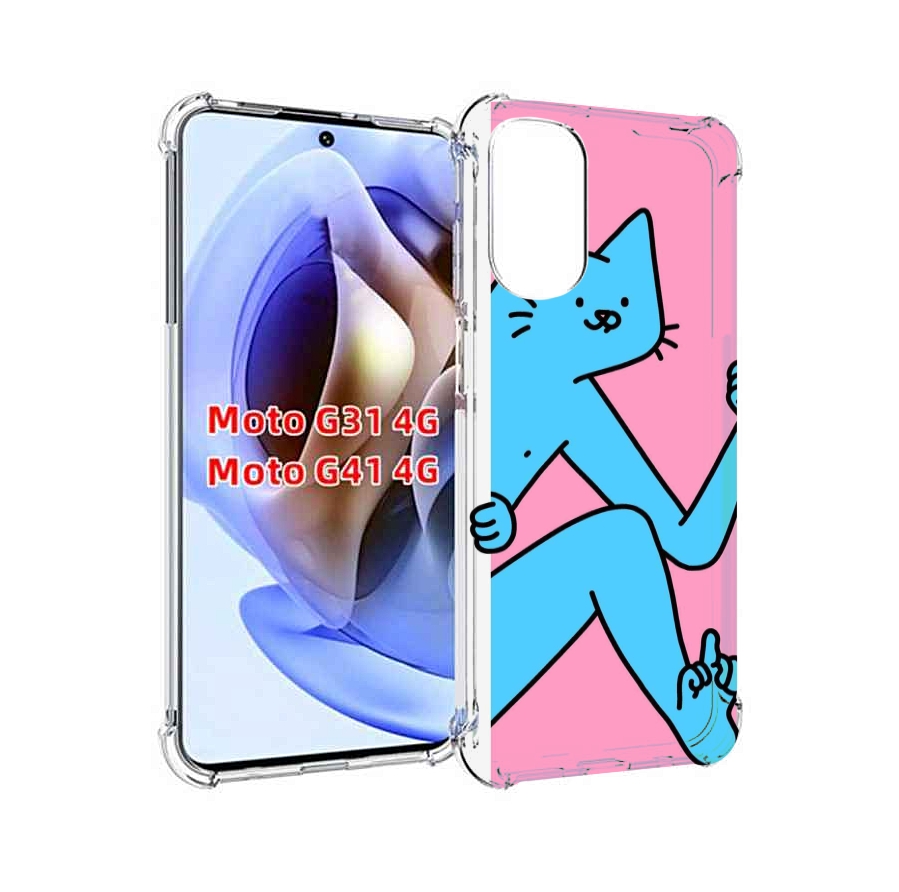 

Чехол MyPads голубой кот в дверце для Motorola Moto G31 4G / G41 4G, Прозрачный, Tocco