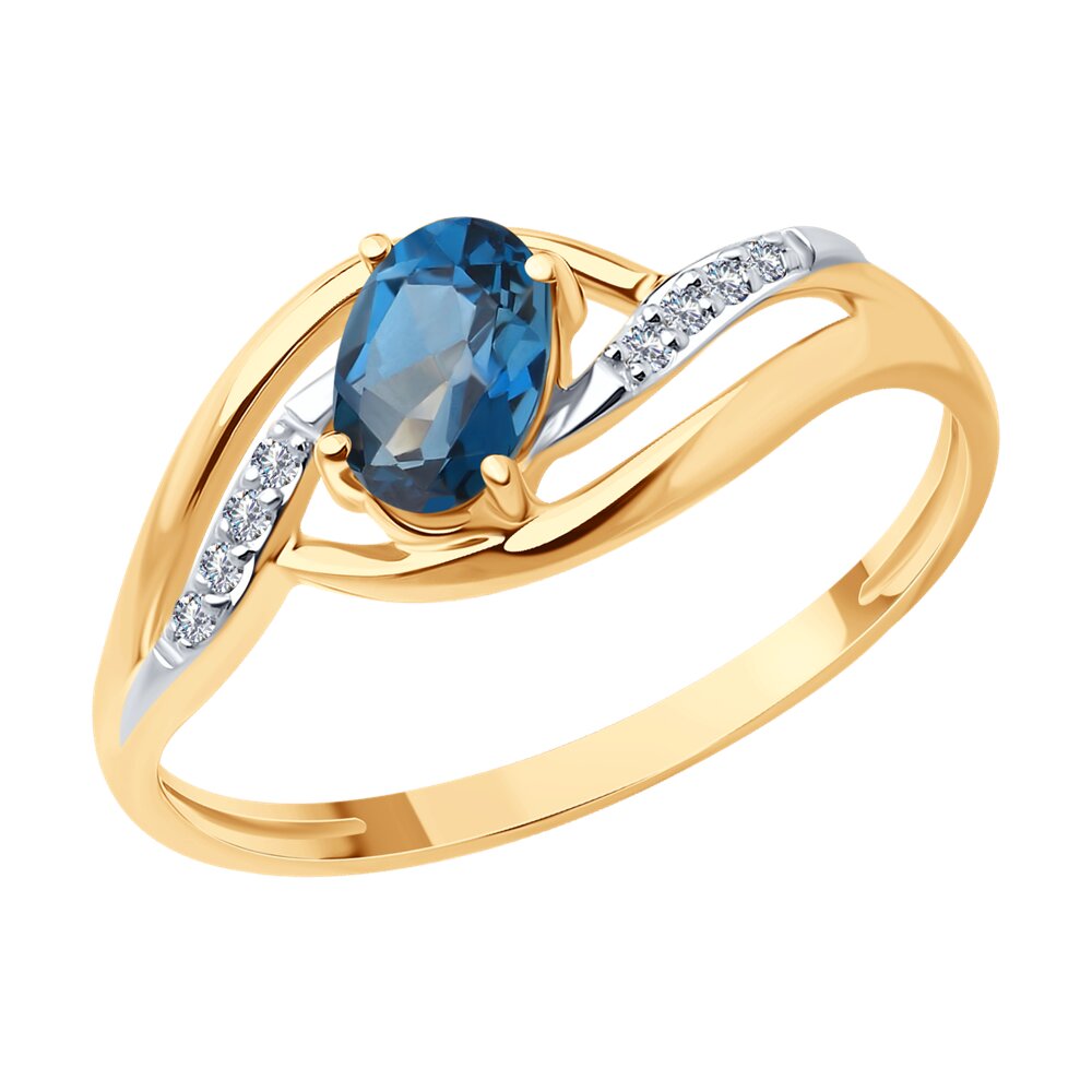 

Кольцо из золота р.  SOKOLOV Diamonds 71-00232, бриллиант\топаз, 71-00232