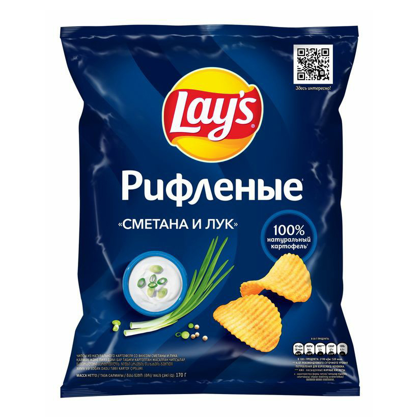 Чипсы картофельные Lay's со вкусом сметаны и лука 170 г