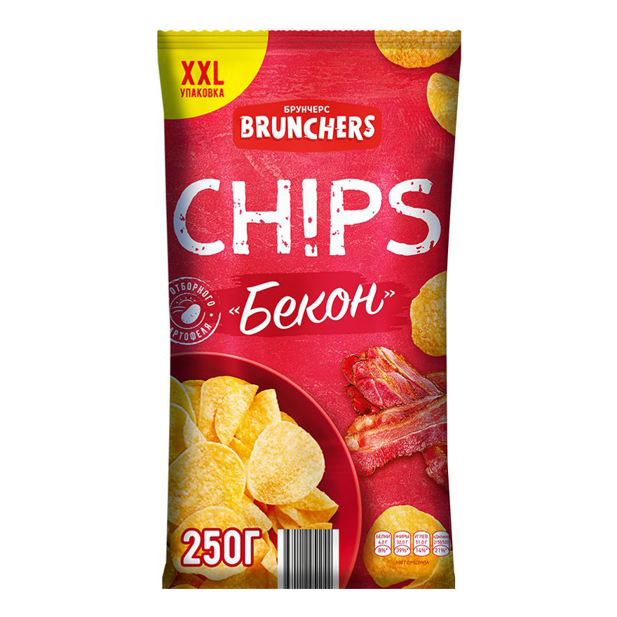 Чипсы картофельные Brunchers со вкусом бекона 250 г 179₽