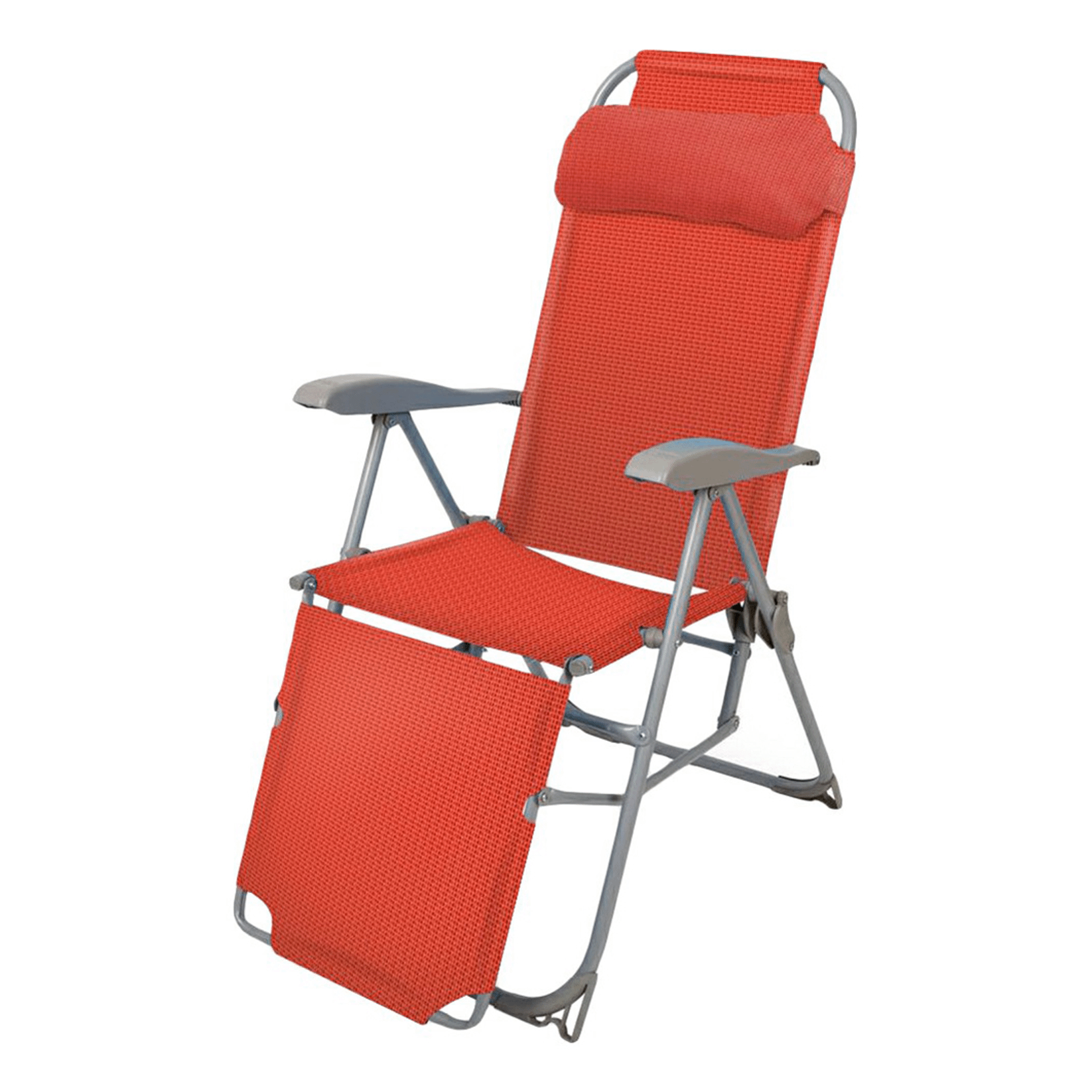 Кресло-шезлонг Nika складное с подножкой красное