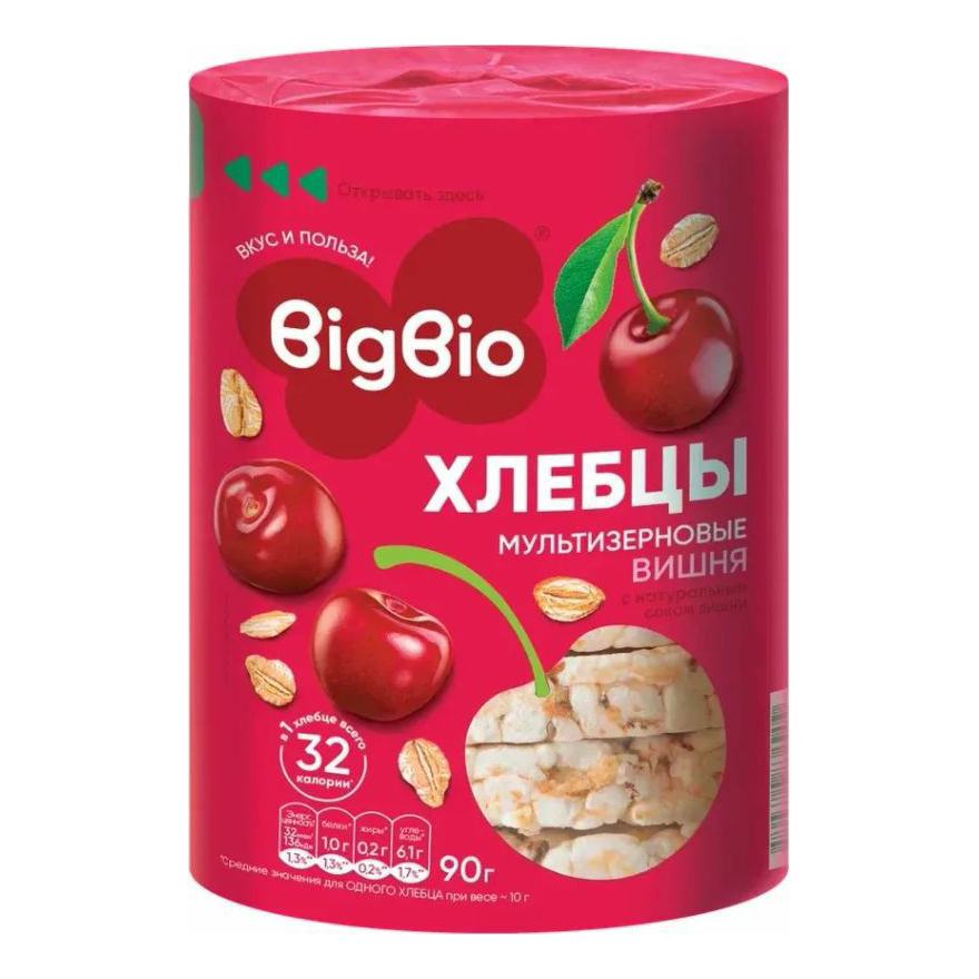 

Хлебцы пшеничные Bigbio Злаковый коктейль вишневый хрустящие 90 г