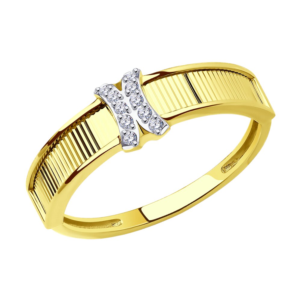

Кольцо из желтого золота с фианитом р. 18 Diamant 53-110-01600-1, 53-110-01600-1