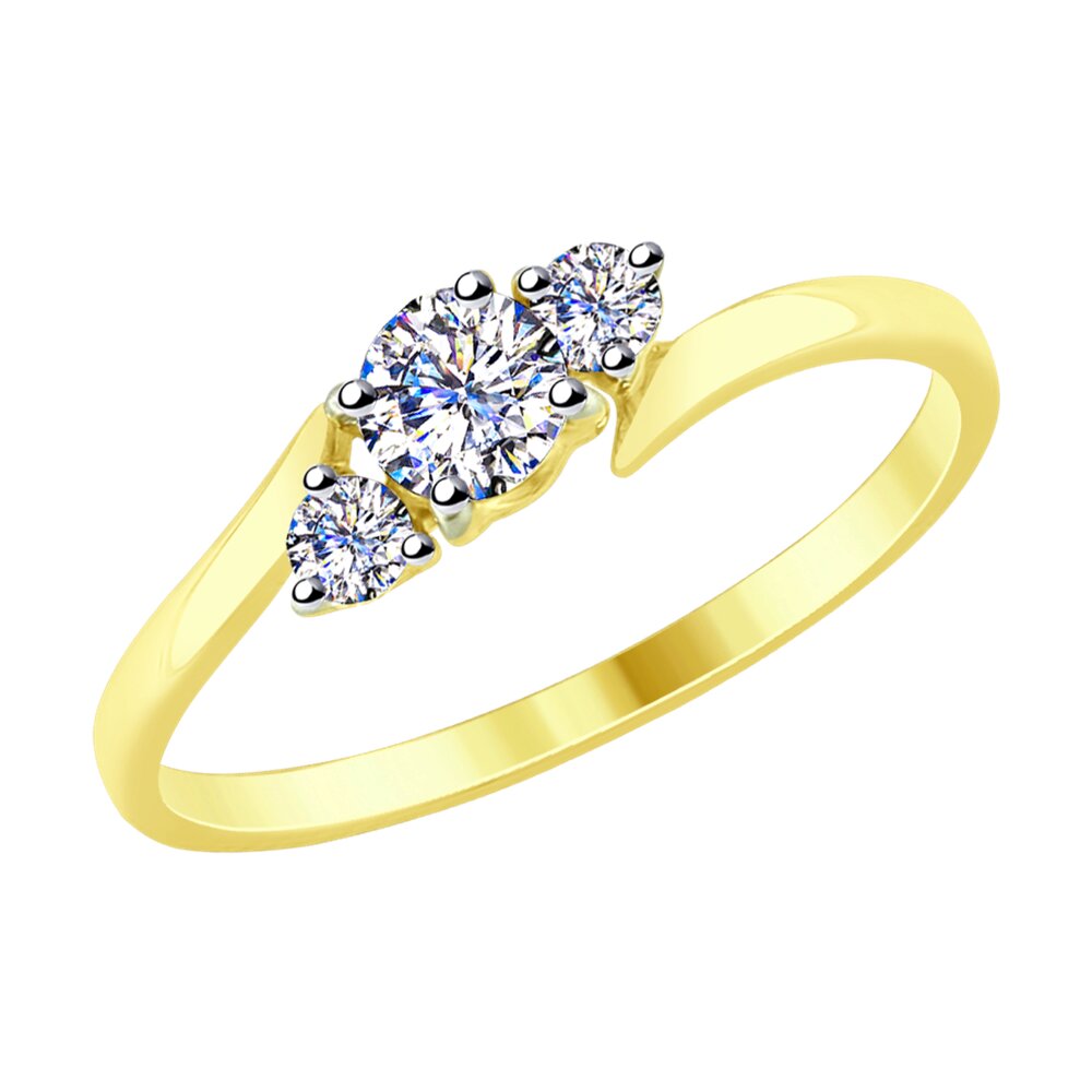 

Кольцо из желтого золота с фианитом р.  Diamant 53-110-00094-1, 53-110-00094-1