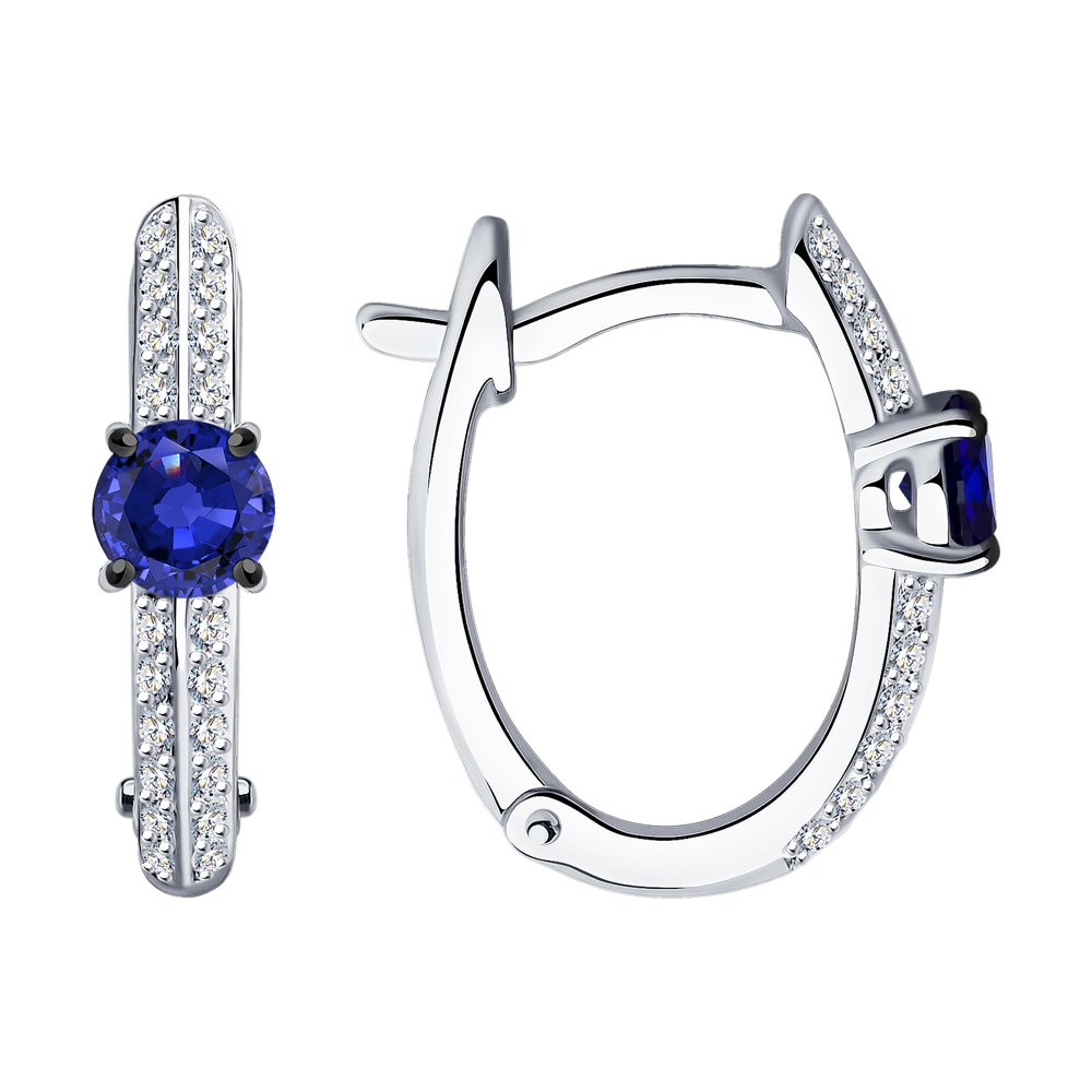 

Серьги из белого золота SOKOLOV Diamonds 2021071-3, бриллиант/сапфир, 2021071-3