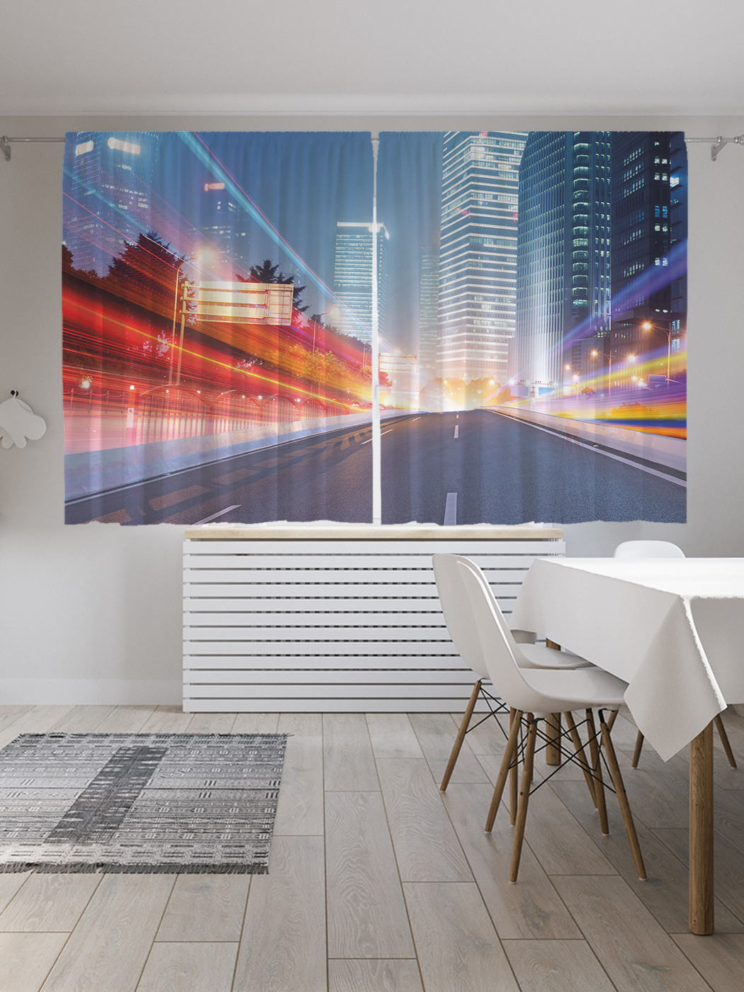 

Шторы с фотопечатью JoyArty "Город ночью" из сатена, 290х180 см