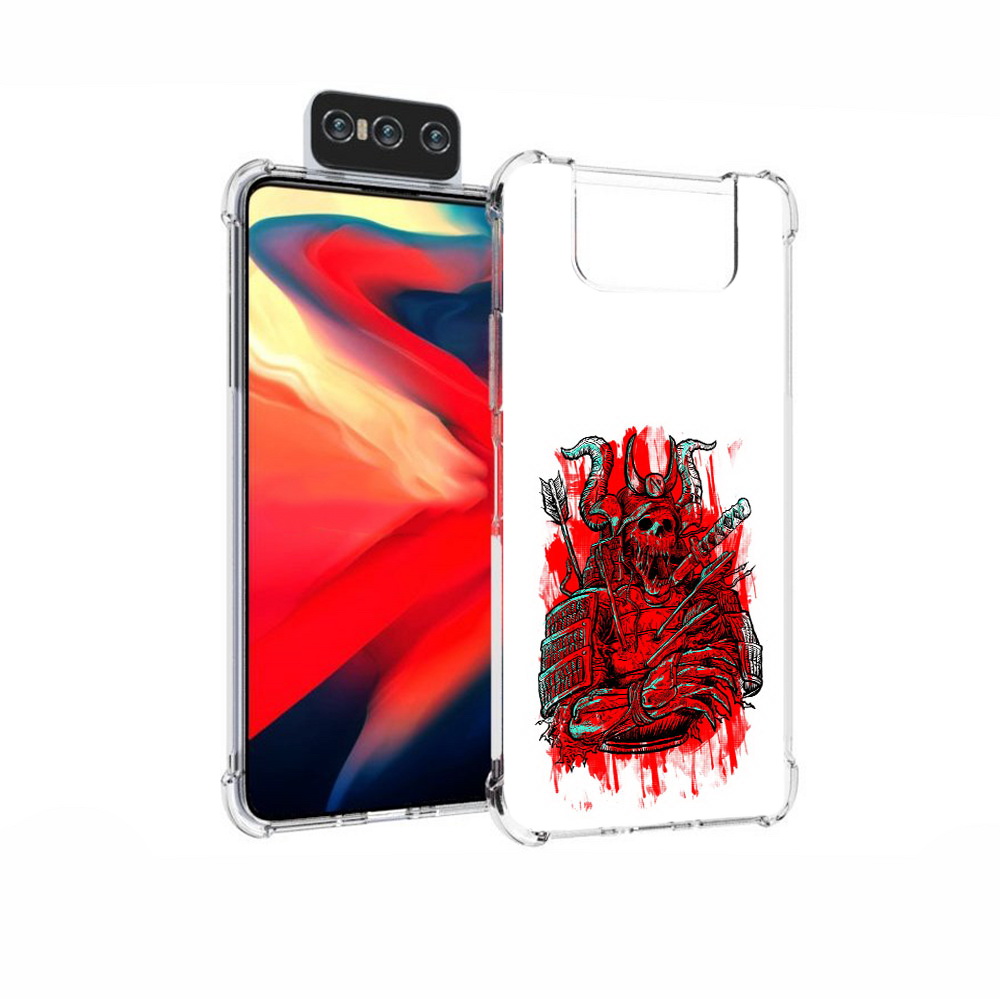 

Чехол MyPads Tocco для Asus Zenfone 7 (ZS670KS) красный скелет воин, Прозрачный, Tocco