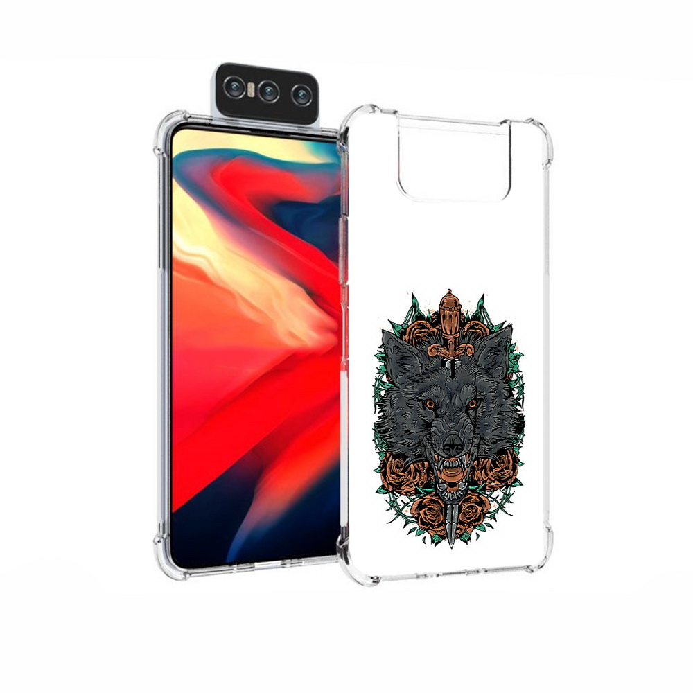 

Чехол MyPads Tocco для Asus Zenfone 7 (ZS670KS) красивый злой волк, Прозрачный, Tocco