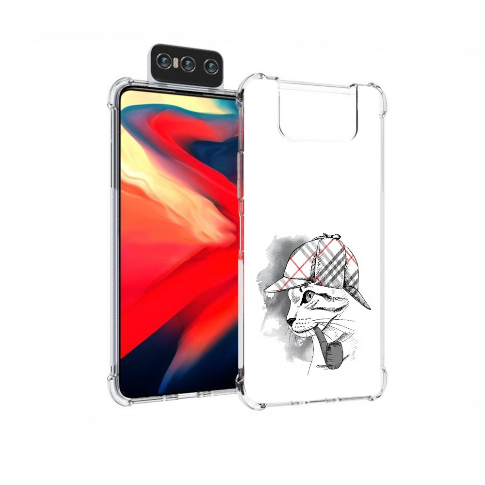 Чехол MyPads Tocco для Asus Zenfone 7 (ZS670KS) кошка с трубкой