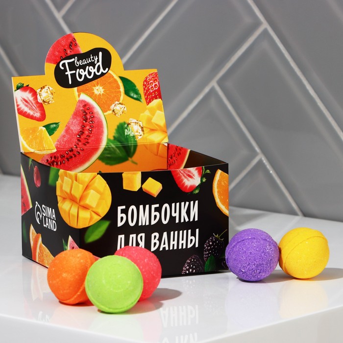 

Бомбочка для ванны Beauty food 40 г (цена за 1 шт) 18шт, Разноцветный