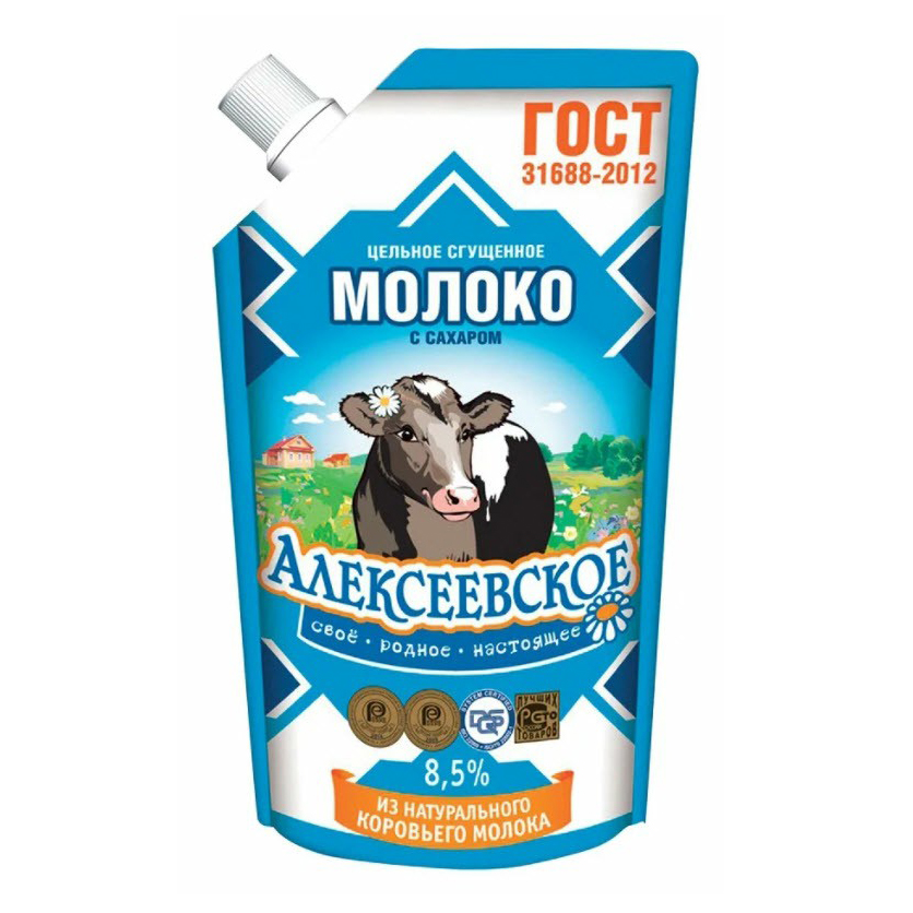 Сгущенное молоко Алексеевское цельное с сахаром 8,5% БЗМЖ 650 г