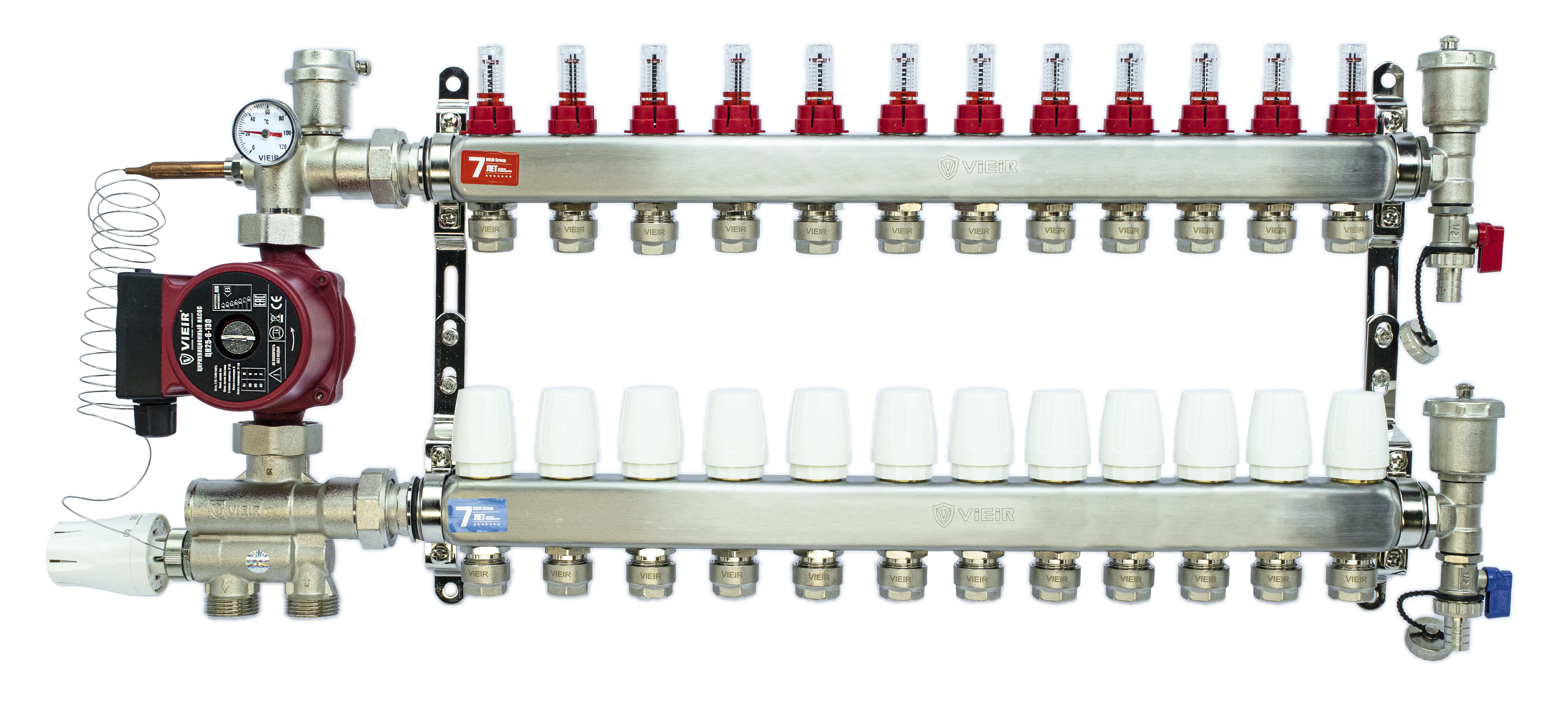 Комплект для теплого пола на 12 контуров с насосом и узлом VIEIR VR113-12AKN