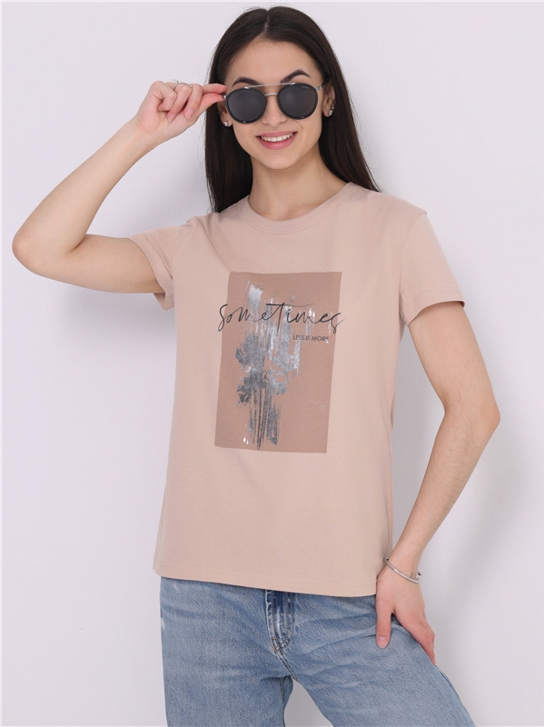 

Футболка женская Апрель ф269001010У4 бежевая 100/164, Бежевый, ф269001010У4