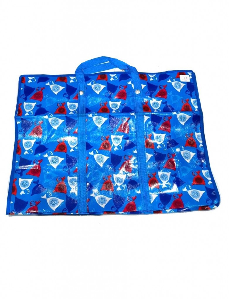фото Двухслойная прочная хозяйственная сумка на молнии, 70х22х52 см (цвет: синий, рисунок: меш nobrand