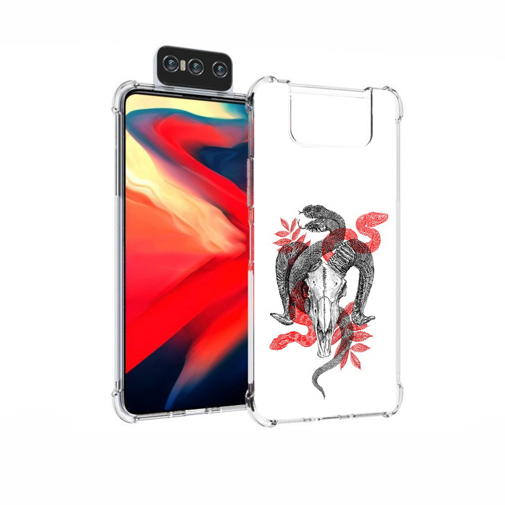 

Чехол MyPads Tocco для Asus Zenfone 7 (ZS670KS) змея в черепе рисунок, Прозрачный, Tocco
