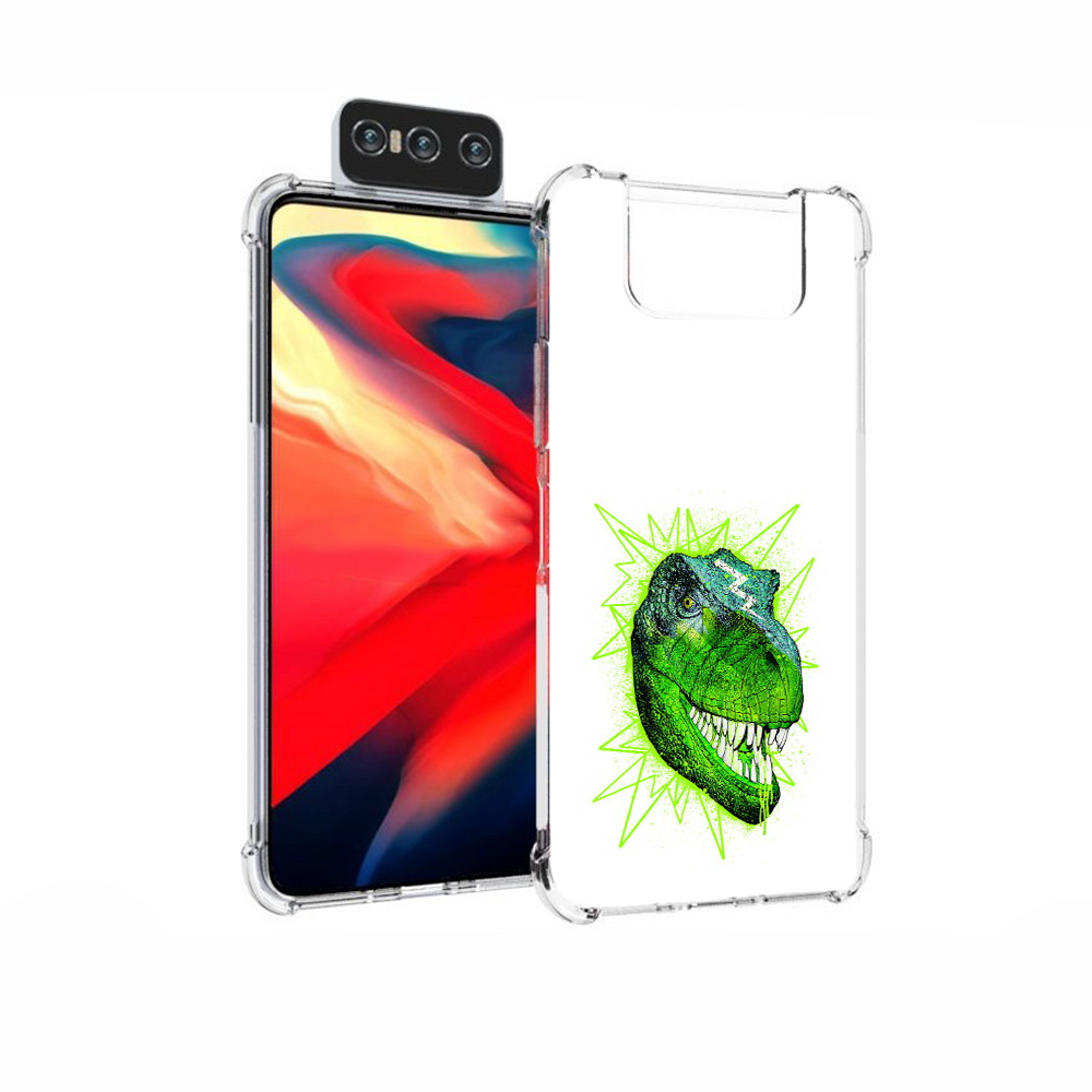 

Чехол MyPads Tocco для Asus Zenfone 7 (ZS670KS) зеленый динозавр, Прозрачный, Tocco