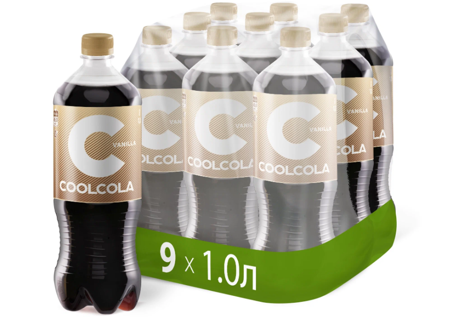 Напиток Coolcola Vanilla безалкогольный, сильногазированный, со вкусом ванили, 9x1 л