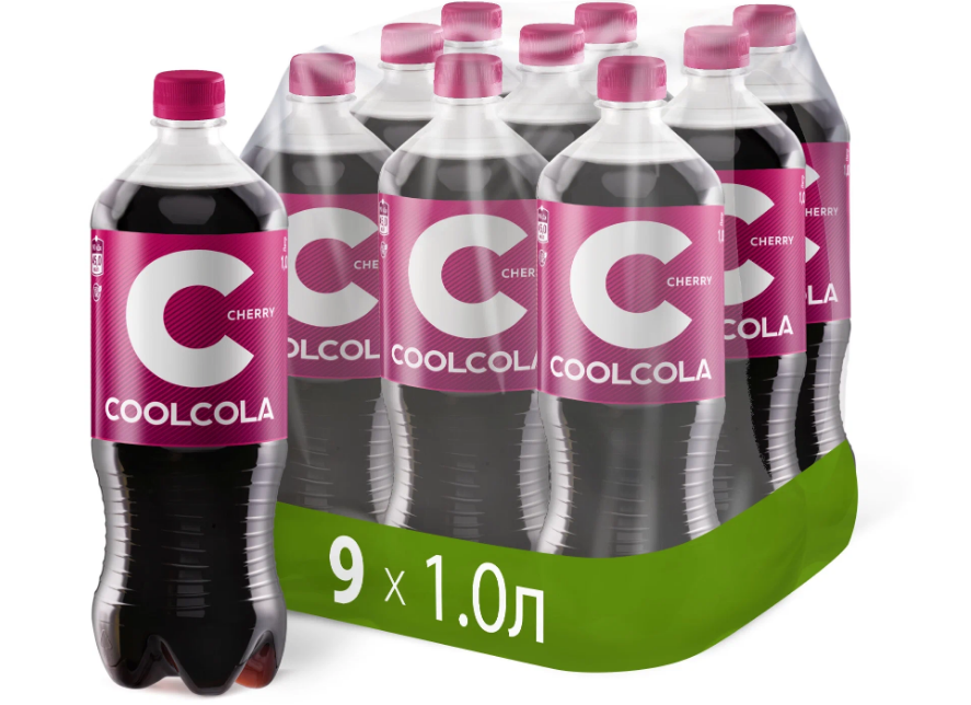 Напиток Coolcola Cherry безалкогольный, сильногазированный, со вкусом вишни, 9x1 л