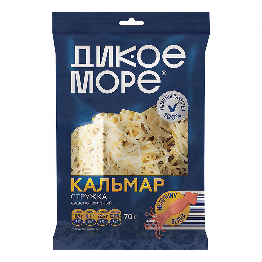 

Кальмар Дикое море сушено-вяленый стружка 70 г