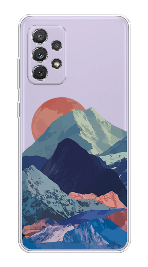 

Чехол на Samsung Galaxy A73 "Закат в снежных горах", Красный;серый;голубой, 2104650-2