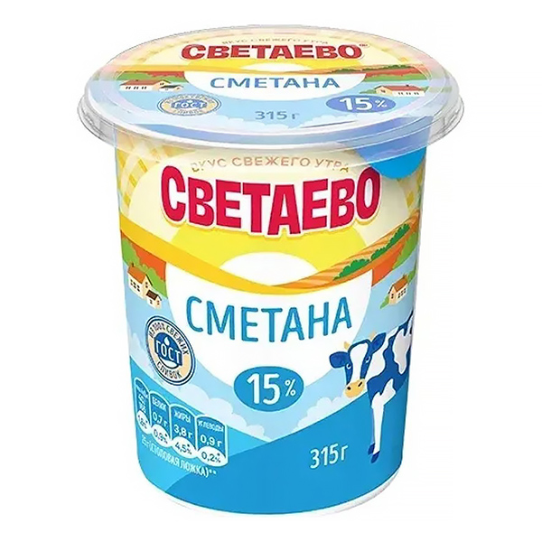 

Сметана 15% Светаево БЗМЖ 315 г