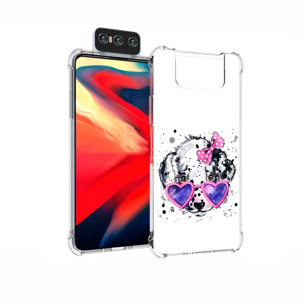 

Чехол MyPads Tocco для Asus Zenfone 7 (ZS670KS) долматинец в очках, Прозрачный, Tocco