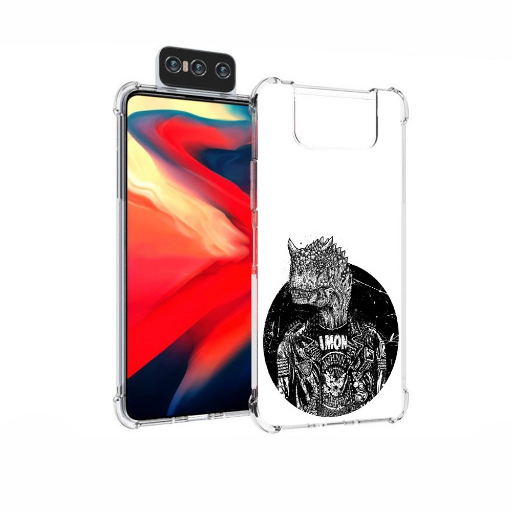 

Чехол MyPads Tocco для Asus Zenfone 7 (ZS670KS) динозавр в куртке, Прозрачный, Tocco